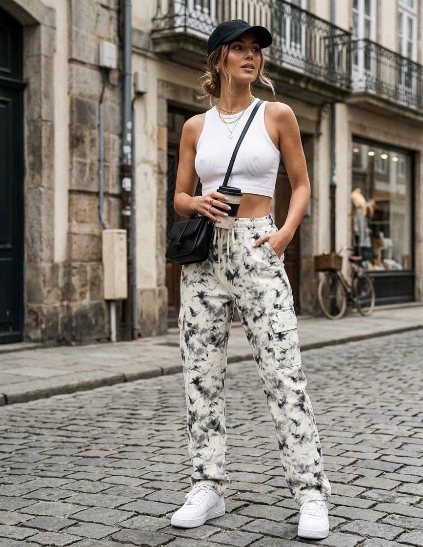 Pantalon Marmoleado Blanco